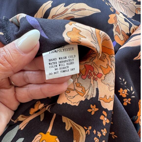 Pinch Abigail Black Floral Satin Maxi Dress Small - Picture 9 of 9